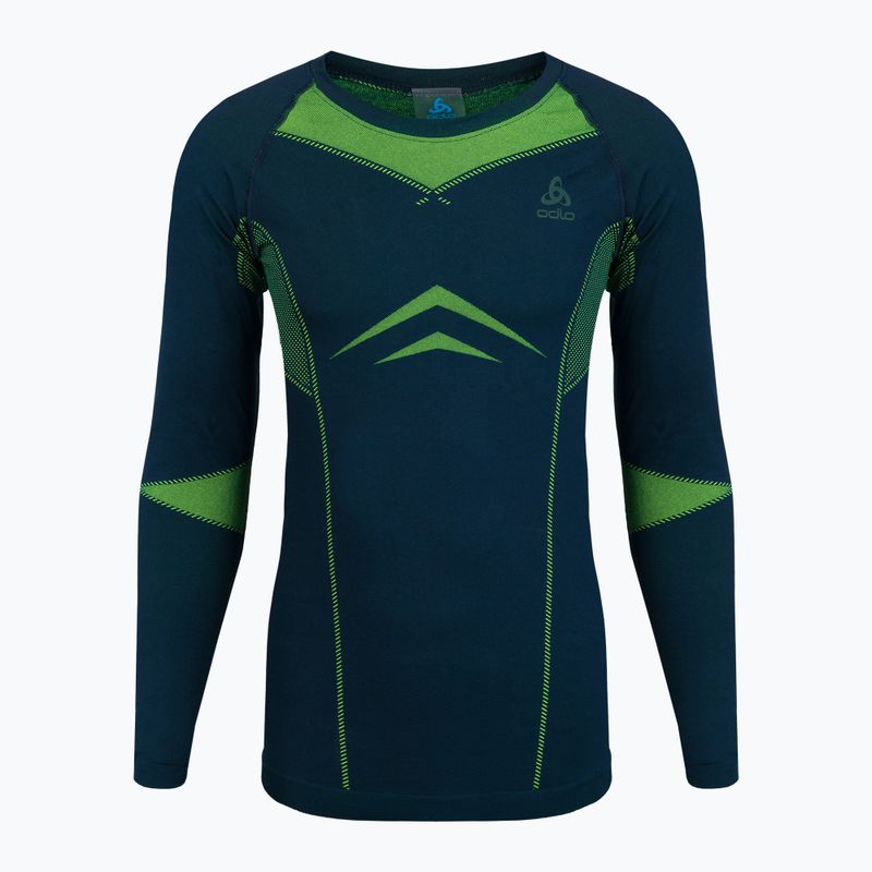 Lenjerie termoactivă pentru bărbați ODLO Fundamentals Performance Warm Long verde-bleumarin 196082/21022 2
