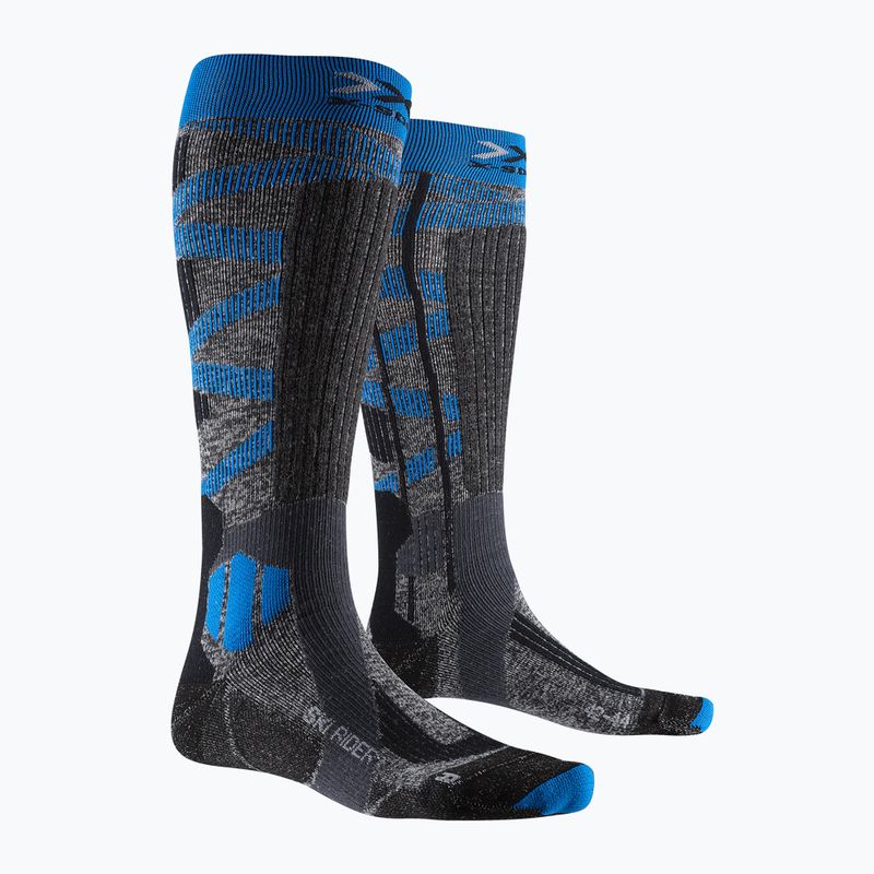 Șosete de schi X-Socks Ski Rider Silver 4.0 stone grey melange/turquoise