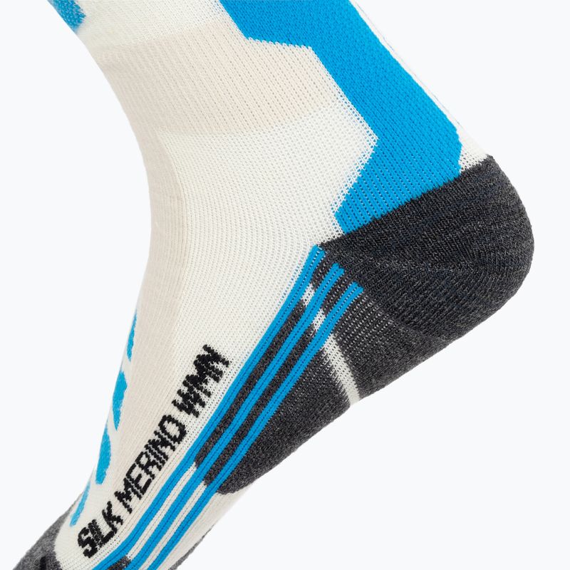 Șosete de schi pentru femei X-Socks Ski Silk Merino 4.0 alb/negru/turquoise 4