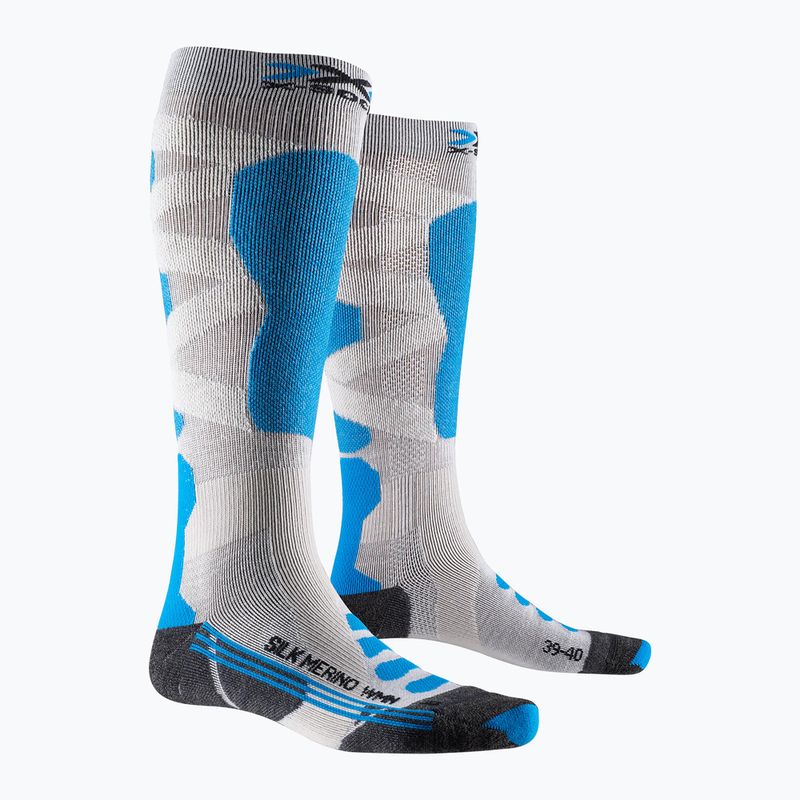 Șosete de schi pentru femei X-Socks Ski Silk Merino 4.0 alb/negru/turquoise 5