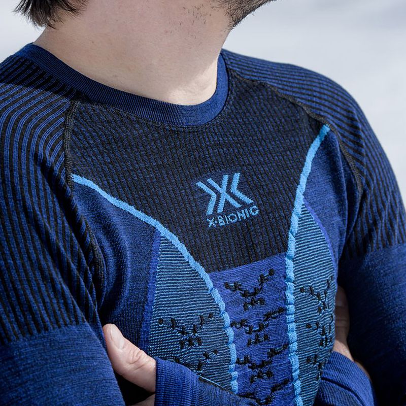 Bluză termică pentru bărbați X-Bionic Merino dark ocean/sky blue 6