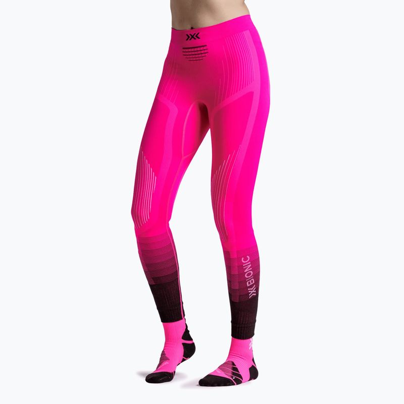 Pantaloni termoactivi pentru femei X-Bionic Invent Graphics fluo pink/x white 3