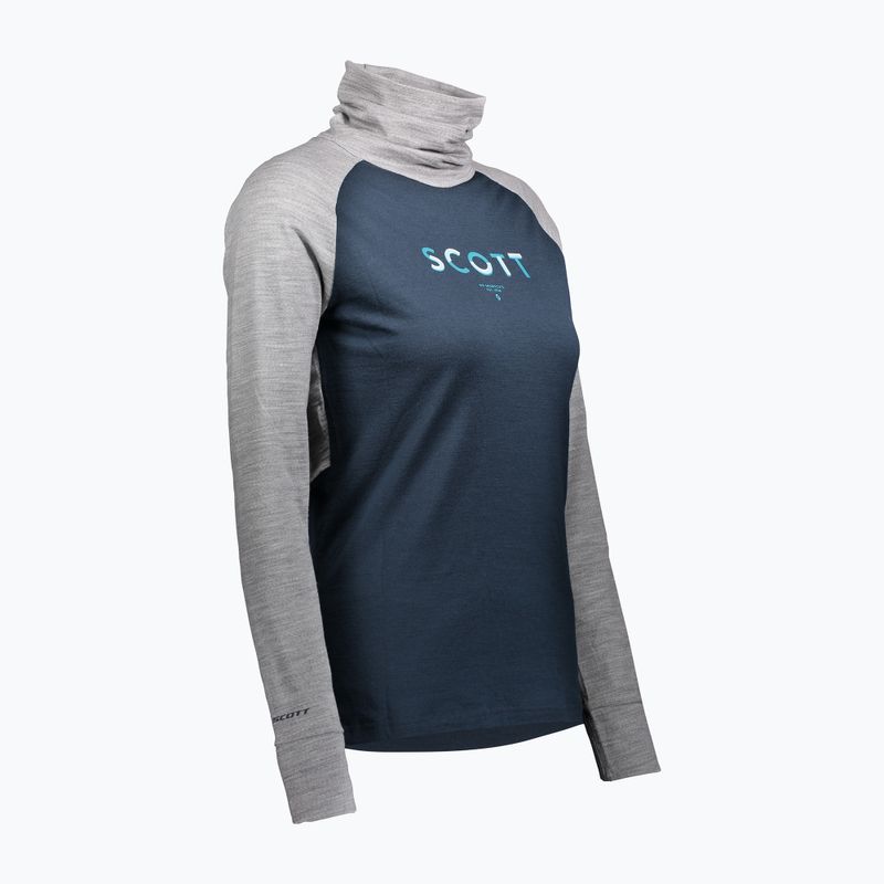 Bluză termică damă SCOTT Defend Merino High Neck light grey melange/dark blue 3