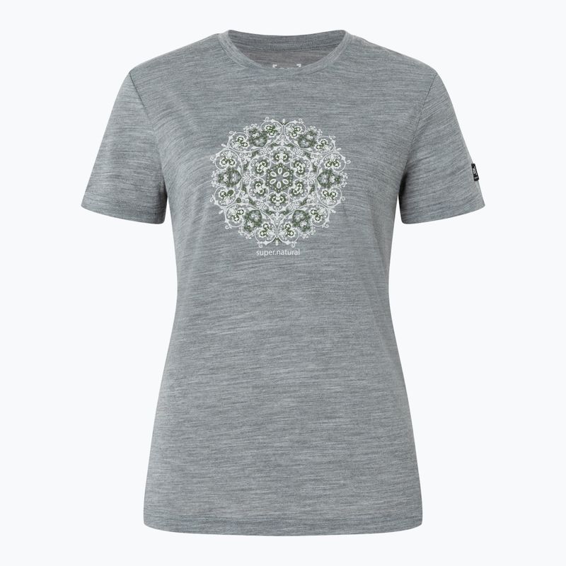 Tricou pentru femei super.natural Ornament Tee cashmere grey melange/leaf melange/white stone 4