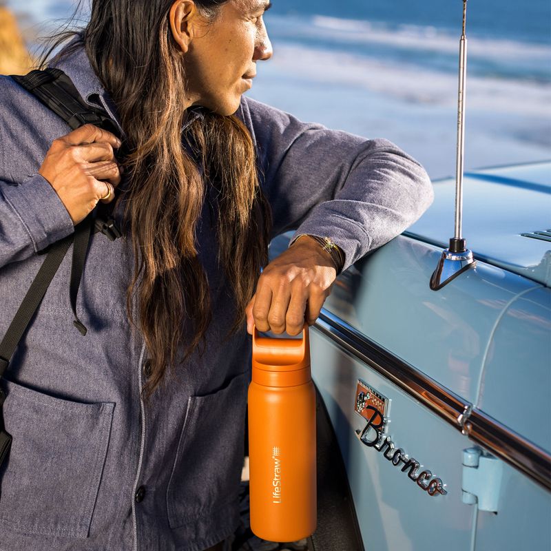 Sticlă de turism Lifestraw Go 2.0 Steel z filtrem 700 ml kyoto orange 5