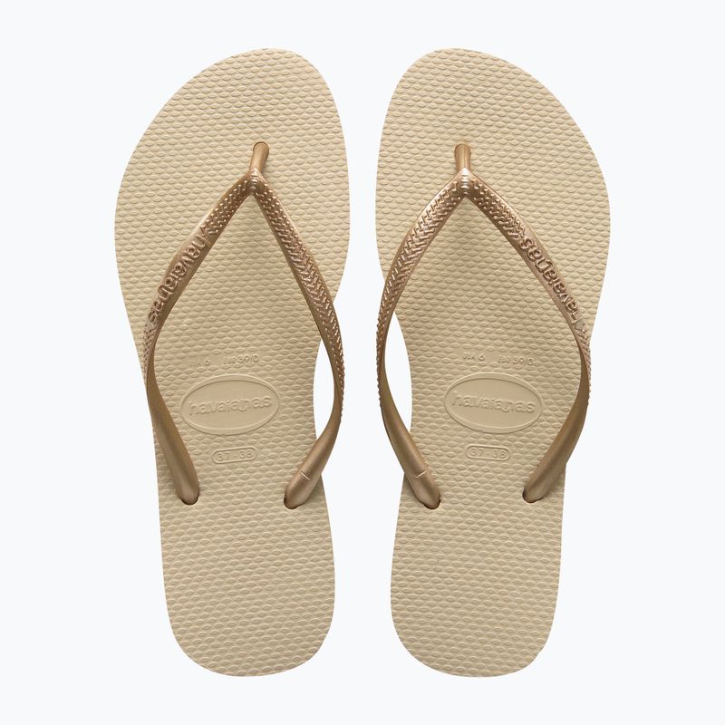 Șlapi pentru femei Havaianas Slim sand grey / light golden 10