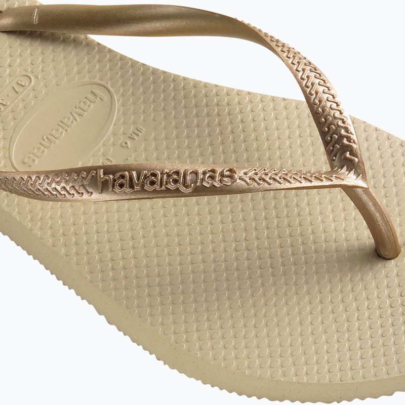 Șlapi pentru femei Havaianas Slim sand grey / light golden 12