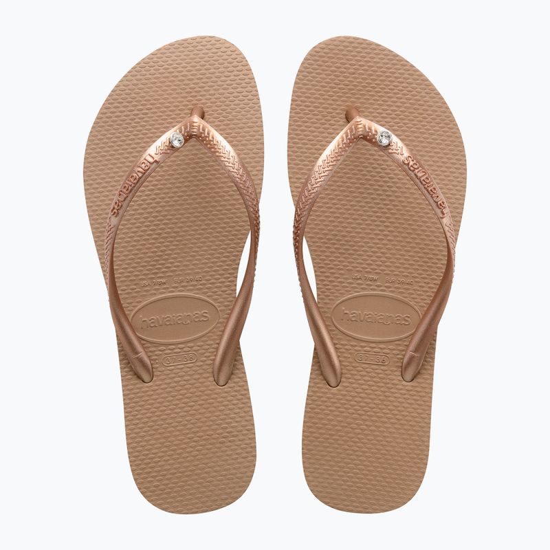 Șlapi pentru femei Havaianas Slim Crystal Sw II rode gold 11