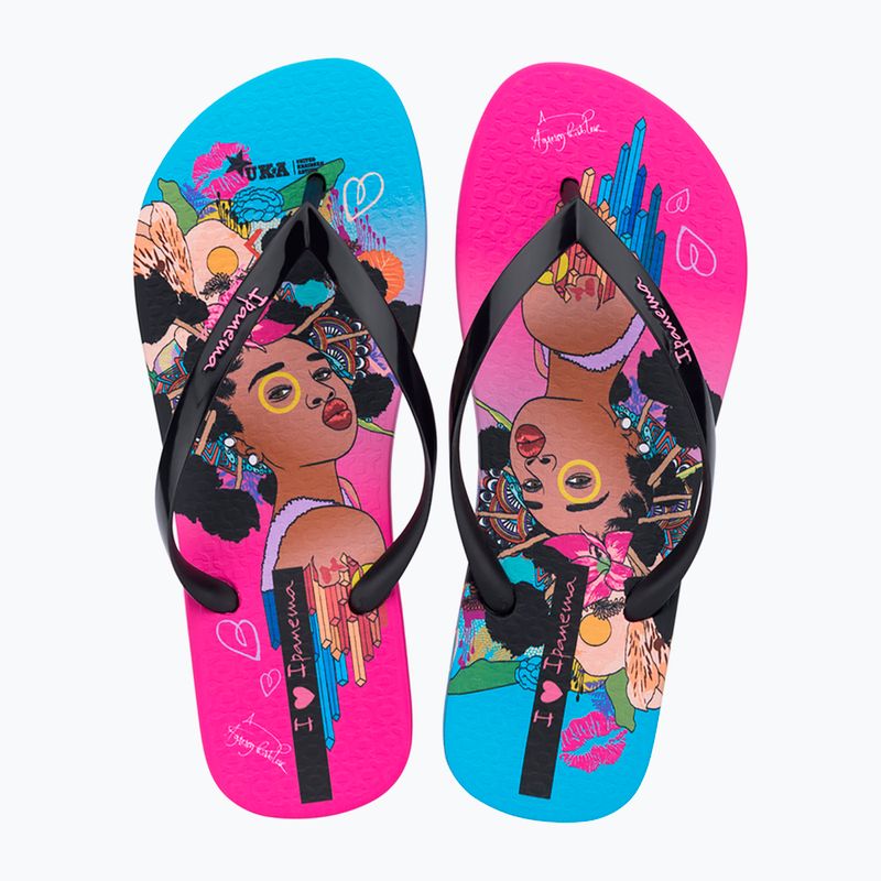 Șlapi pentru femei Ipanema Graffiti V pink/black/blue 2