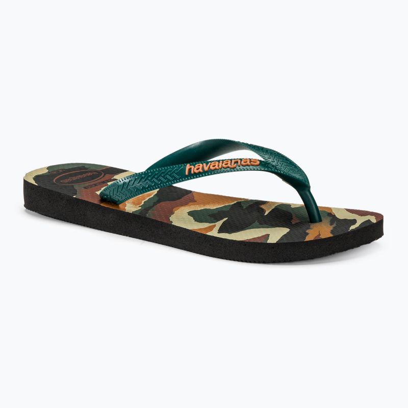 Șlapi pentru bărbați Havaianas Top Camu black / pantanal green