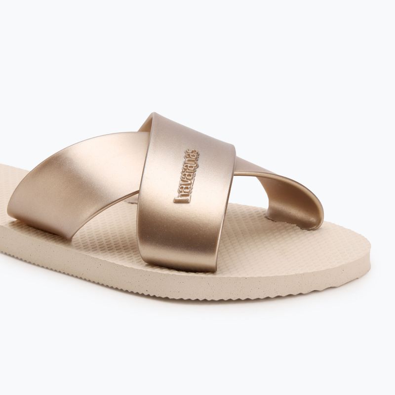 Papuci pentru femei Havaianas Aqua Metallic beige 7
