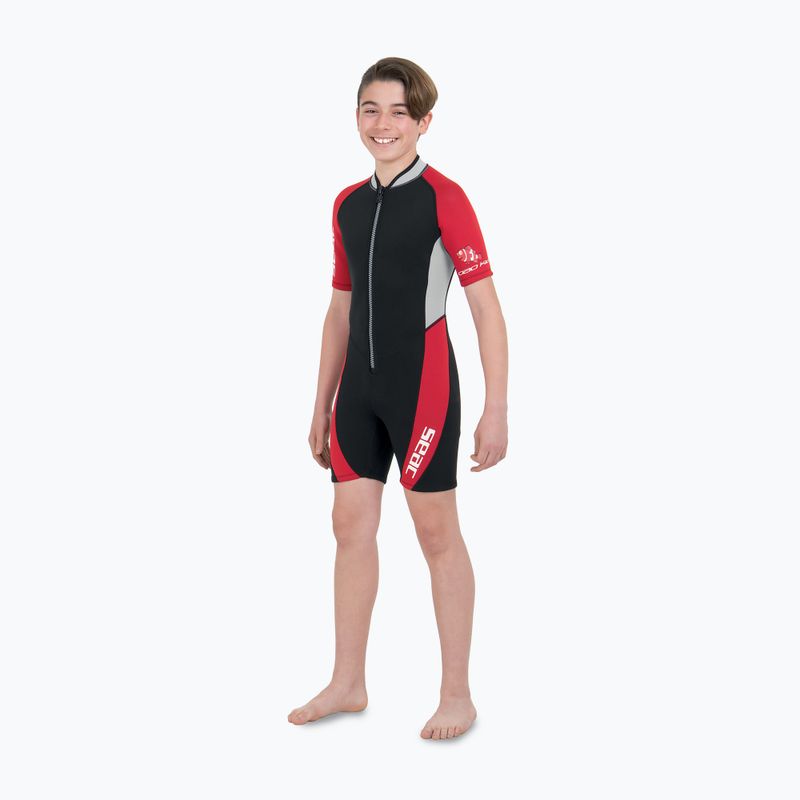 SEAC Shorty Ciao 2.5 mm negru/roșu pentru copii, costum de neopren pentru copii