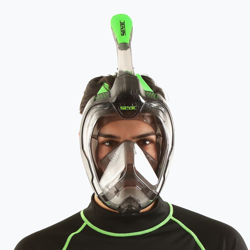 SEAC Magica gri transparent/verde lime mască completă pentru snorkelling 7
