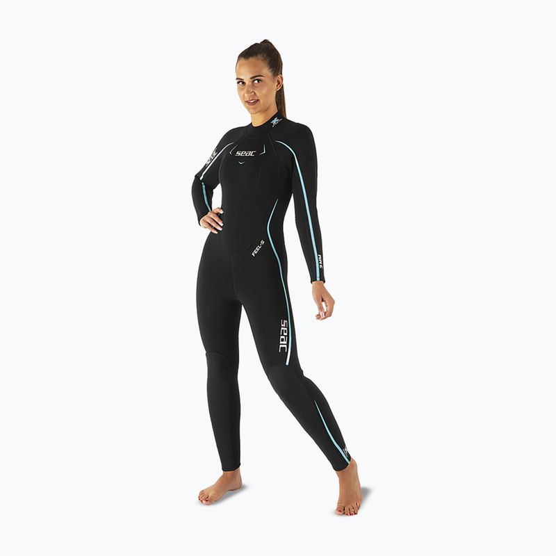 Costum de scufundări pentru femei SEAC Feel-S 3 mm black/light blue 3