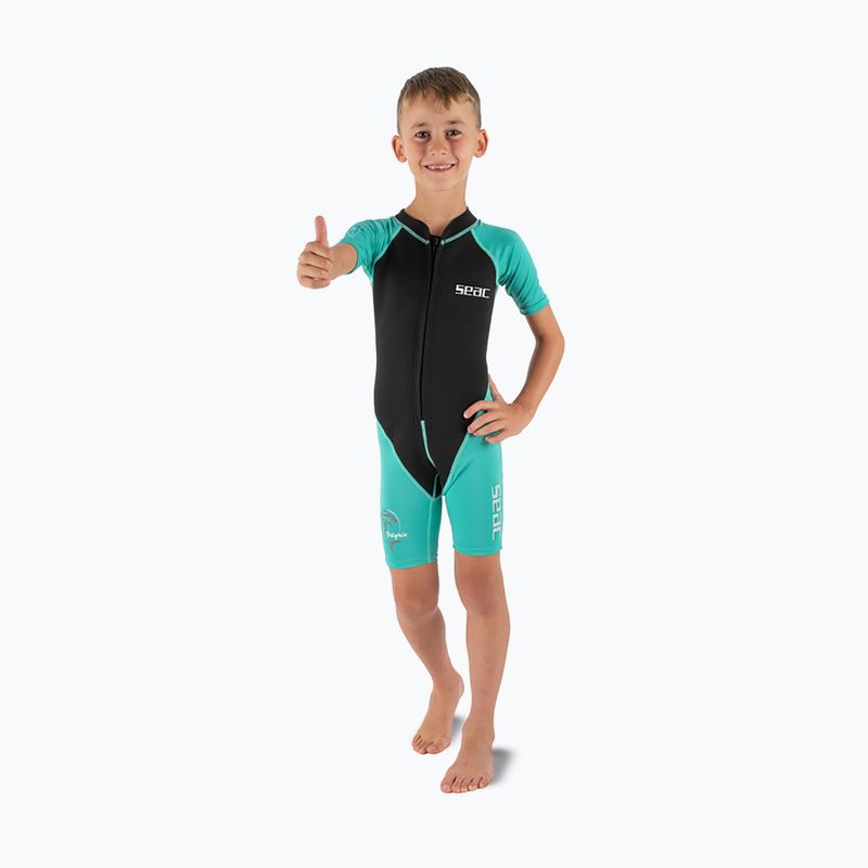 Costum de înot pentru copii SEAC Dolphin Shorty 1,5 mm black/tiffany 3