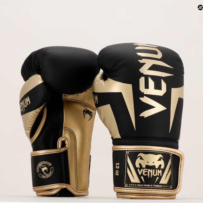 Venum Elite mănuși de box pentru bărbați negru și auriu VENUM-1392 10