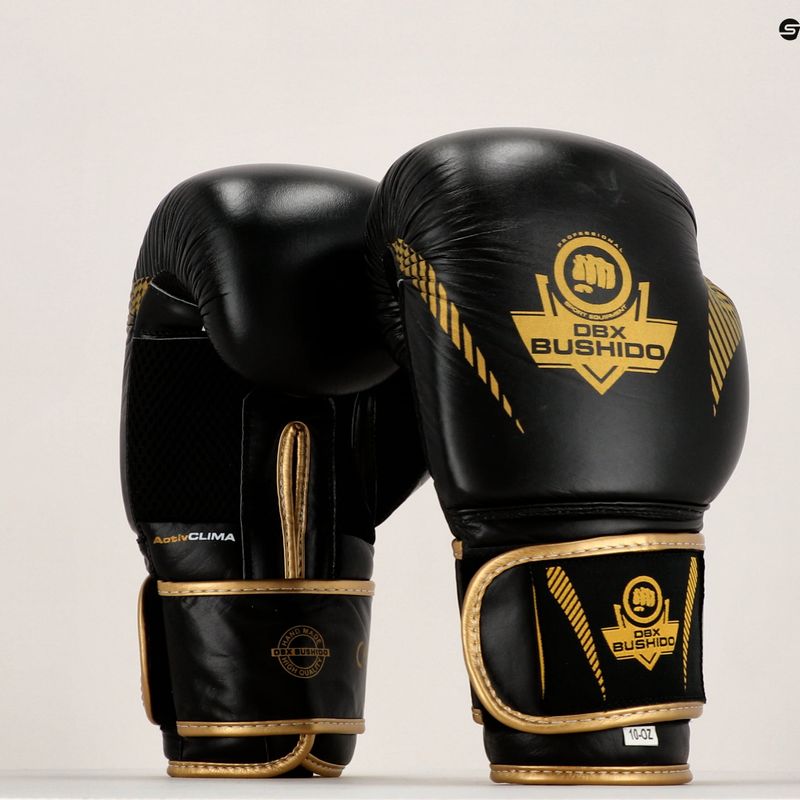 Mănuși de box din piele naturală Bushido, negru, B-2v13-10oz 24
