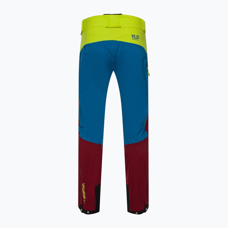 Pantaloni de drumeție pentru bărbați La Sportiva Crizzle EVO Shell sangria/albastru electric cu membrană, pentru bărbați La Sportiva Crizzle EVO Shell sangria/albastru electric 2