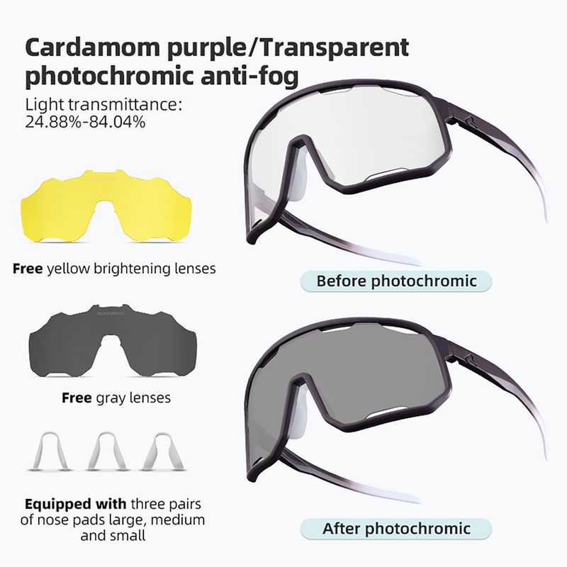Ochelari de soare Rockbros 14210010 Photochromic purple/transparent/yellow/clear 2