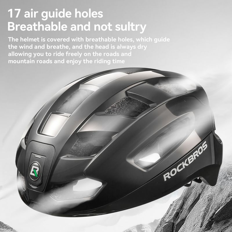 Cască de ciclism Rockbros 100036001 With Remote Control and Warning Light black 2