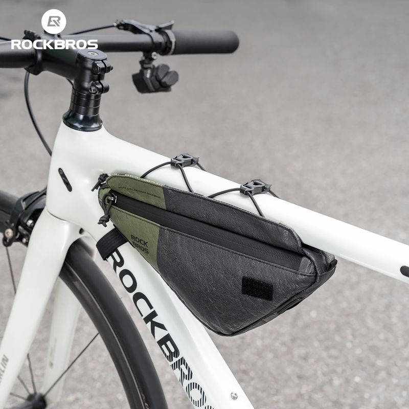 Geantă de bicicletă pentru cadru Rockbros 30180033001 Eco-Friendly 2in1Bike Frame Bag with Shoulder Strap black/green 2