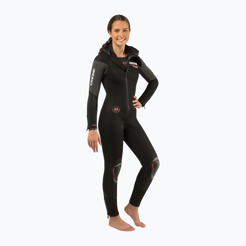 Costum de neopren pentru femei cu glugă Cressi Facile Monopiece 8mm negru LT4735