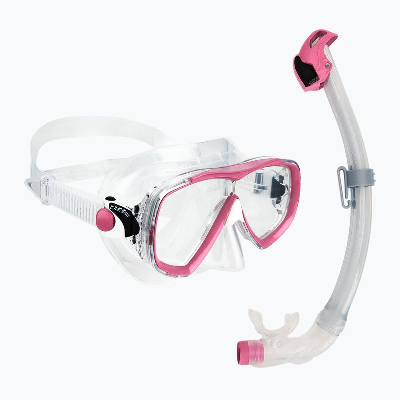 Set de scufundări Cressi Estrella + Seal Dry clear/pink