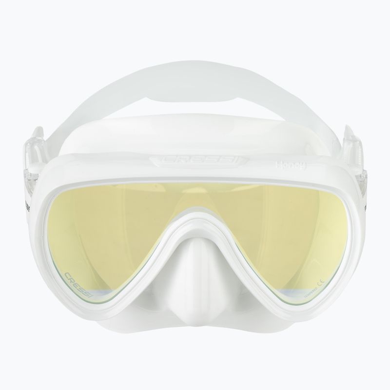 Masca de scufundare pentru femei Cressi Honey 420 UV white/white/yellow/blue 2