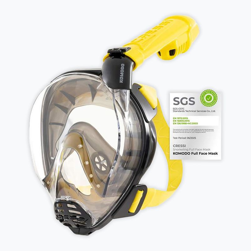 Masca facială completă pentru snorkeling Cressi Komodo Full Face black/yellow 2
