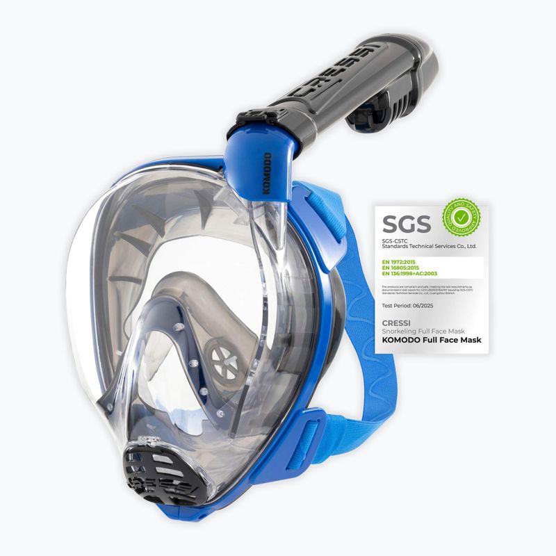 Masca facială completă pentru snorkeling Cressi Komodo Full Face blue/black 2