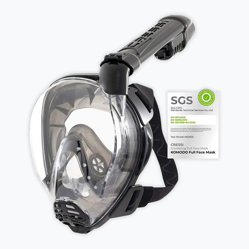 Masca facială completă pentru snorkeling Cressi Komodo Full Face black/black 2