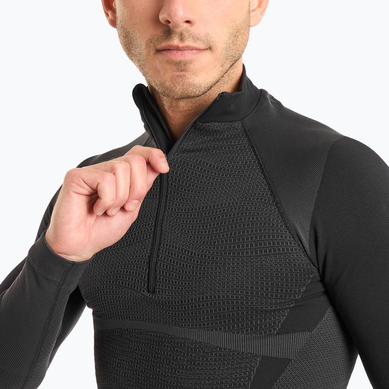 Bărbați Mico Warm Control Zip Neck tricou termic negru IN01852