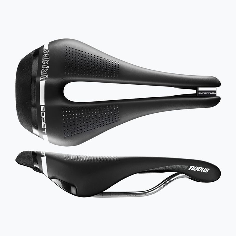 Șa de bicicletă Selle Italia Novus Boost Superflow S Ti 316 Rail Fibra-Tek neagră SIT-080A302IKC002