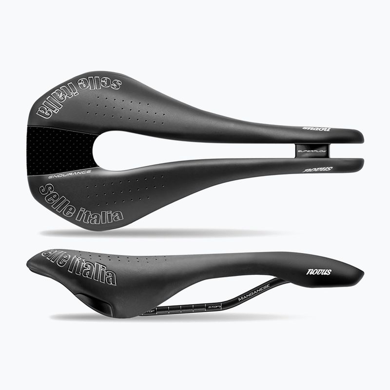 Șa de bicicletă  Selle Italia Novus Endurance TM Superflow, Manganese Rail, Duro-Tek black