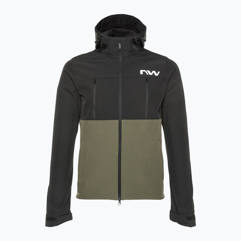 Jachetă de ciclism Northwave Easy Out Softshell pentru bărbați, verde pădure / negru