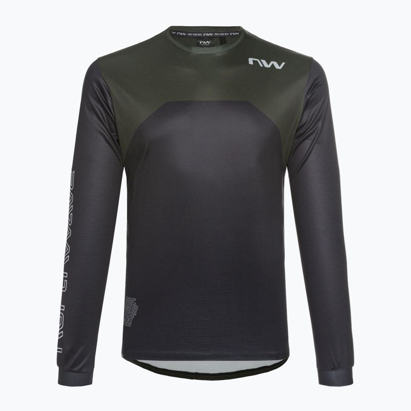 Tricou de ciclism Northwave Sharp negru / verde pădure pentru bărbați