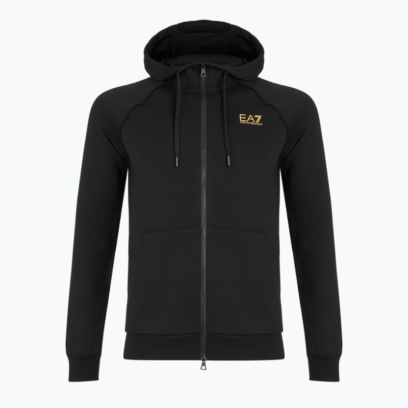 Bluză pentru bărbați Emporio Armani EA7 Train Logo Series Extended Logo Hoodie Fz black / gold