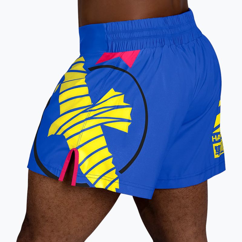 Pantaloni scurți de antrenament pentru bărbați Hayabusa Icon Kickboxing blue/yellow 3