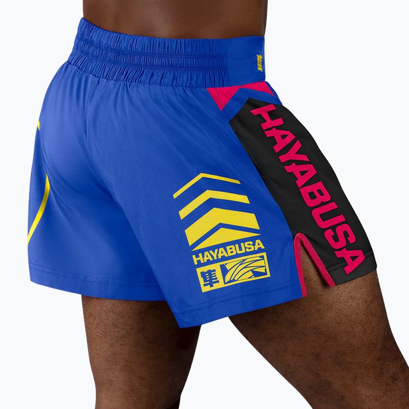 Pantaloni scurți de antrenament pentru bărbați Hayabusa Icon Kickboxing blue/yellow 4