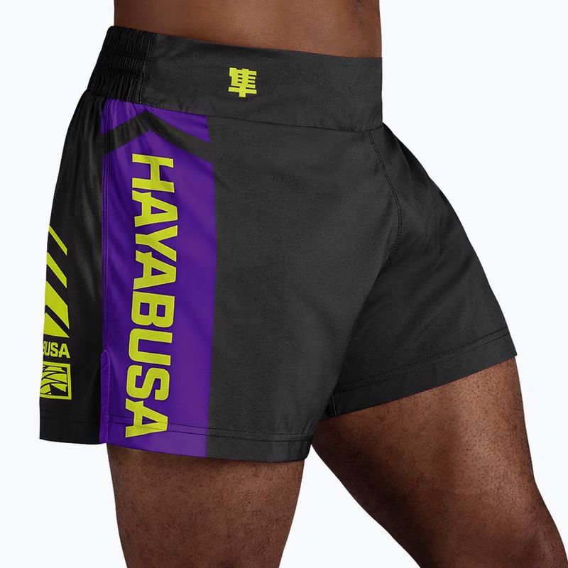 Pantaloni scurți de antrenament pentru bărbați Hayabusa Icon Kickboxing black/yellow 4