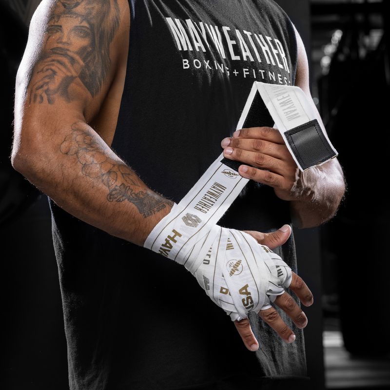 Învelișuri de box Hayabusa Mayweather Stretch Hand Wraps 450 cm white/gold 6