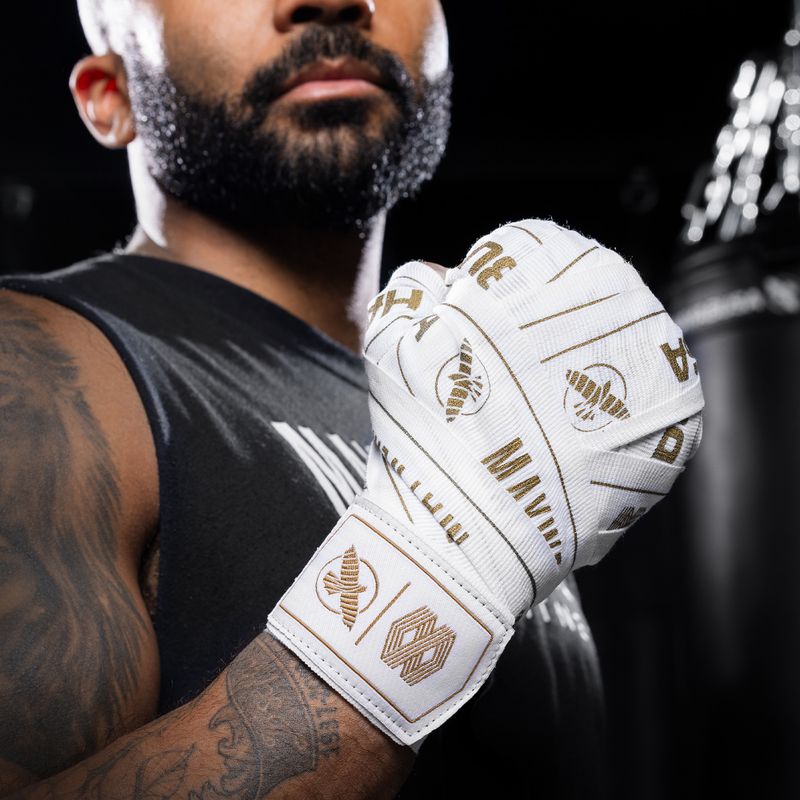 Învelișuri de box Hayabusa Mayweather Stretch Hand Wraps 450 cm white/gold 7