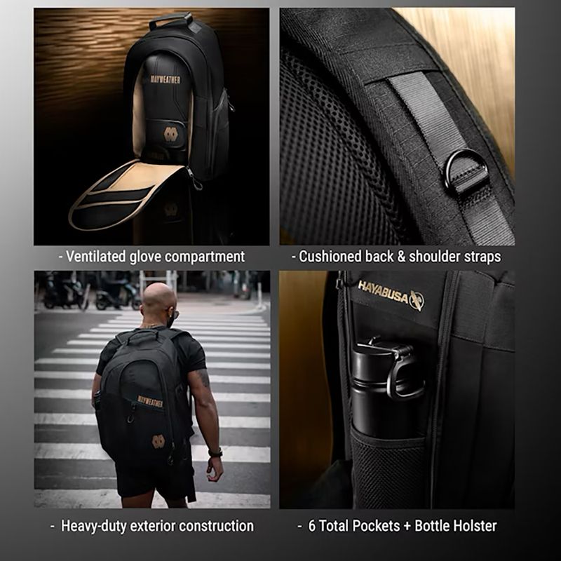 Rucsac de antrenament Hayabusa Mayweather Boxing 30 l black/gold 12