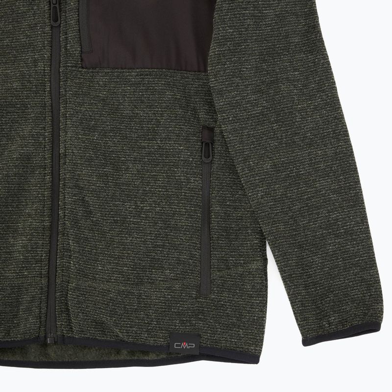 Bluză fleece pentru bărbați CMP 35H3907 Melange Knitted forest melange/black/ferrari red 3