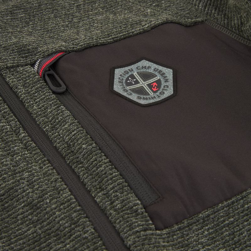 Bluză fleece pentru bărbați CMP 35H3907 Melange Knitted forest melange/black/ferrari red 4