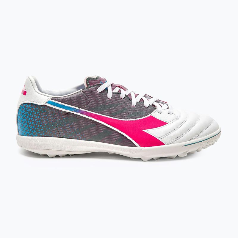 Ghete de fotbal pentru bărbați Diadora Brasil Elite Veloce GR TFR alb/roz fluo/albastru fluo 11