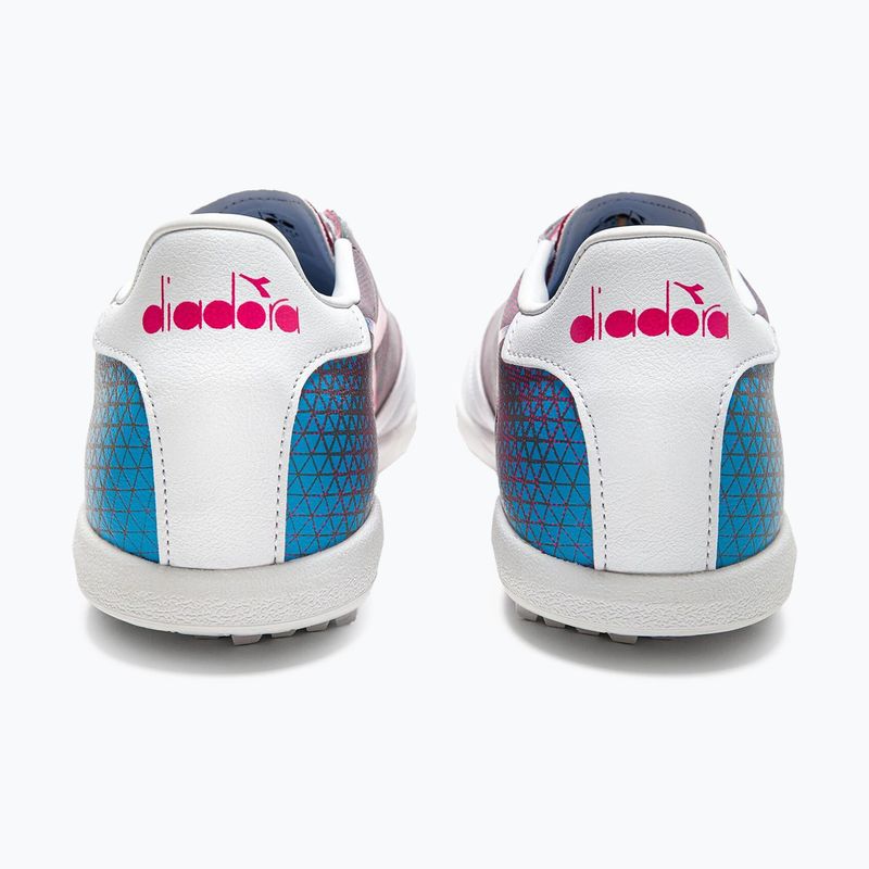 Ghete de fotbal pentru bărbați Diadora Brasil Elite Veloce GR TFR alb/roz fluo/albastru fluo 12