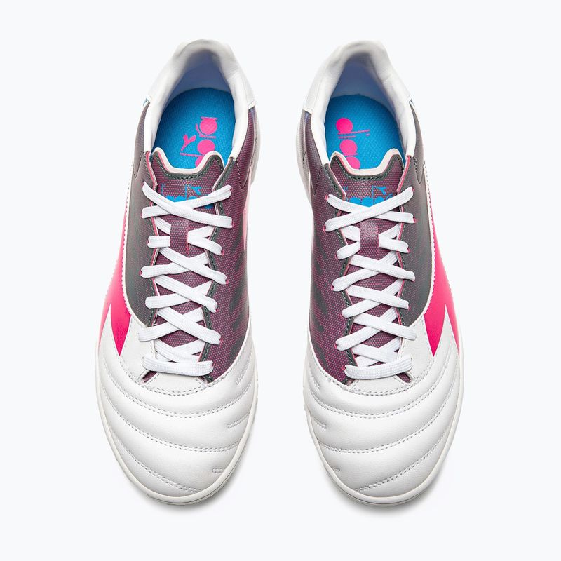 Ghete de fotbal pentru bărbați Diadora Brasil Elite Veloce GR TFR alb/roz fluo/albastru fluo 13