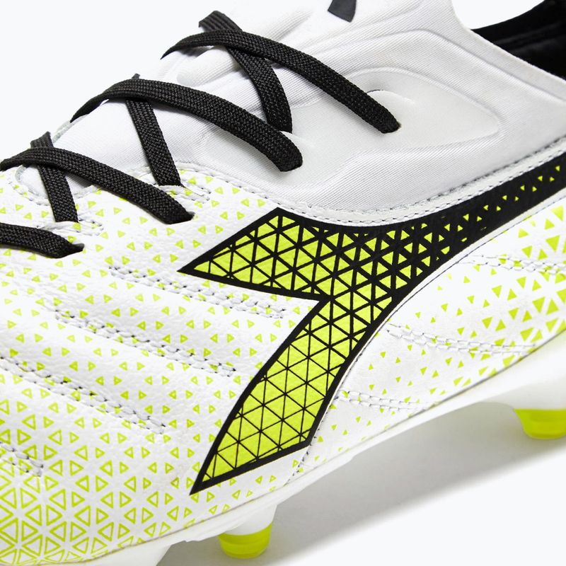 Ghete de fotbal Diadora Brasil Elite Tech GR LPX pentru bărbați, alb/negru/galben-fluo 15