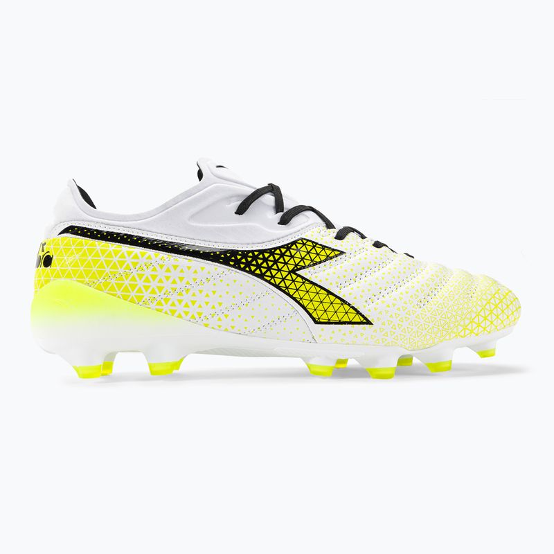 Ghete de fotbal Diadora Brasil Elite Tech GR LPX pentru bărbați, alb/negru/galben-fluo 2